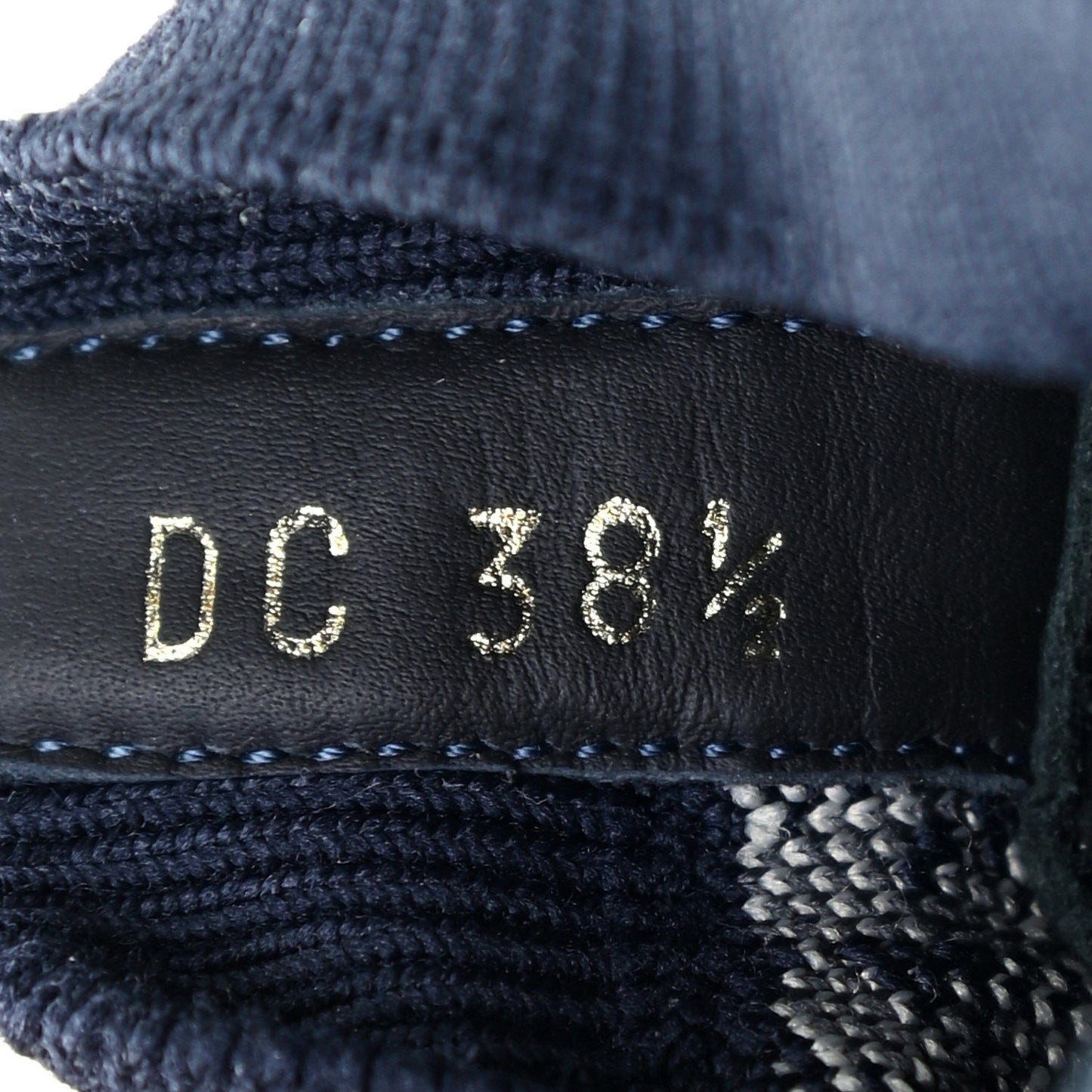 Technical Knit Calfskin Oblique Womens Walk'n Dior Mid Top Sneakers 38.5 Deep Blue