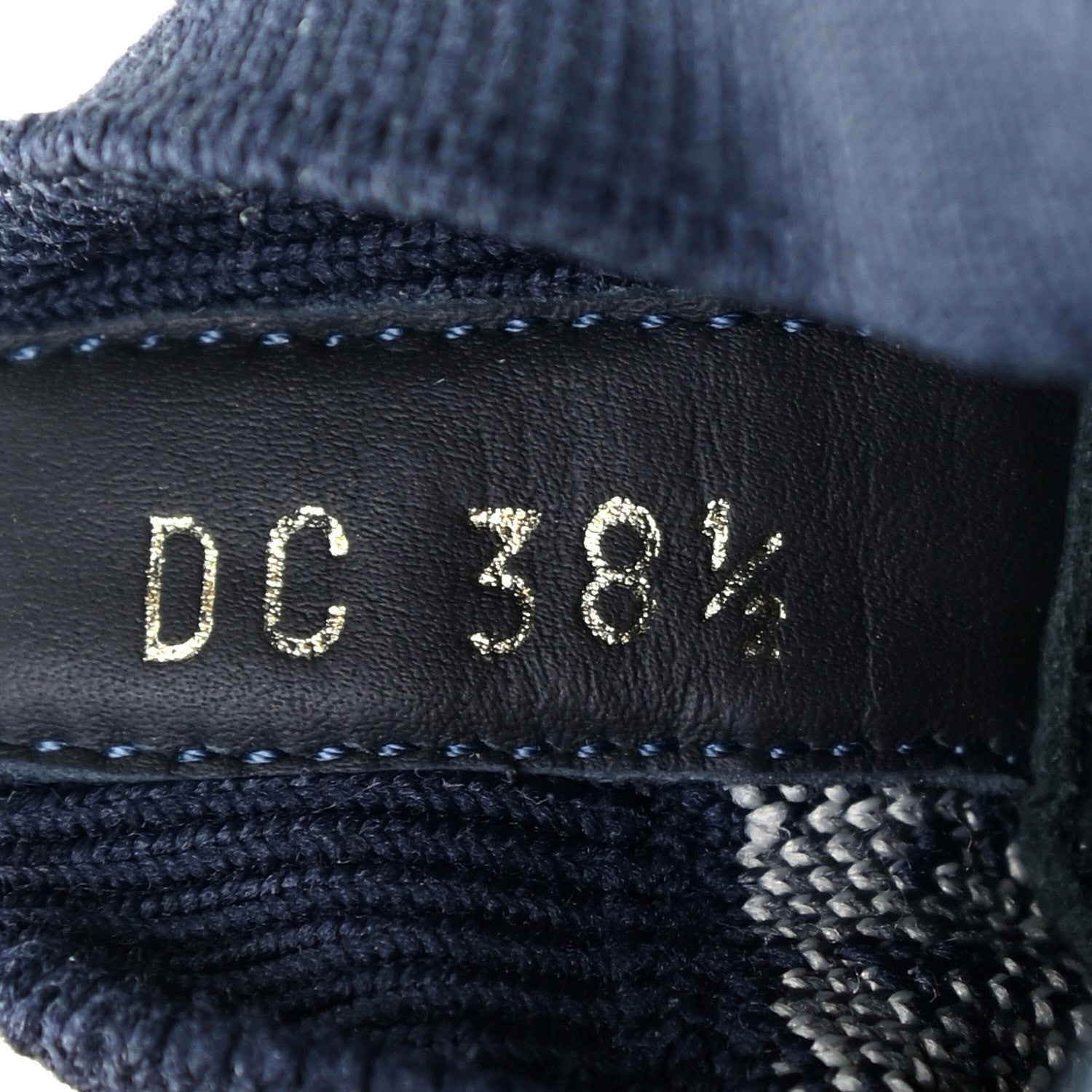 Christian Dior Technical Knit Calfskin Oblique Womens Walk'n Dior Mid Top Sneakers 38.5 Deep Blue 10 of 13