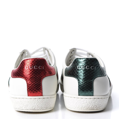 Gucci Calfskin Ayers Bee Embroidered Ace Sneakers 38 White Green 5 of 10