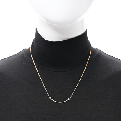 Tiffany 18K Rose Gold Diamond Small T Smile Pendant Necklace 2 of 5