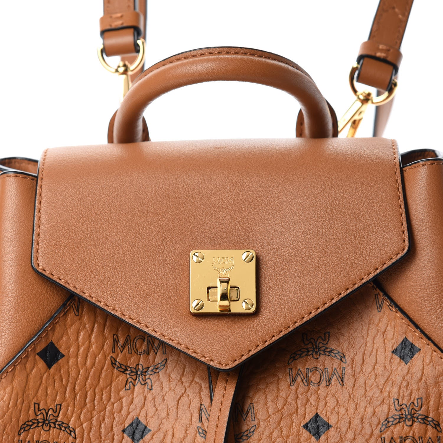 MCM Visetos Small Essential Backpack Cognac 13 of 13