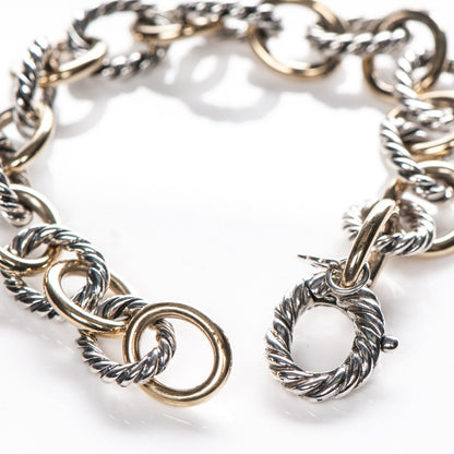 David Yurman Sterling Silver 18K Yellow Gold 10mm Medium Oval Link Bracelet 4 of 4