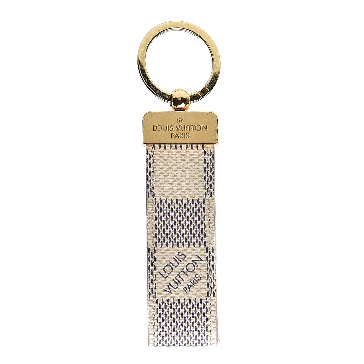 Damier Azur Dragonne Key Holder Rose Ballerine