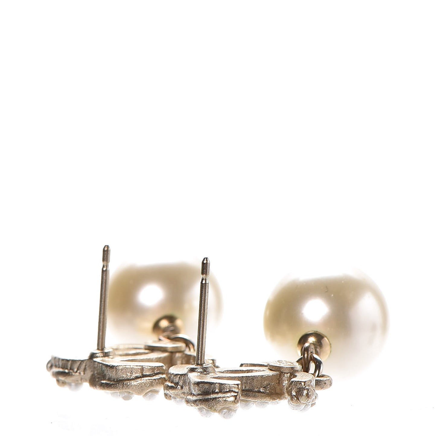 Pearl CC Drop Earrings Light Gold