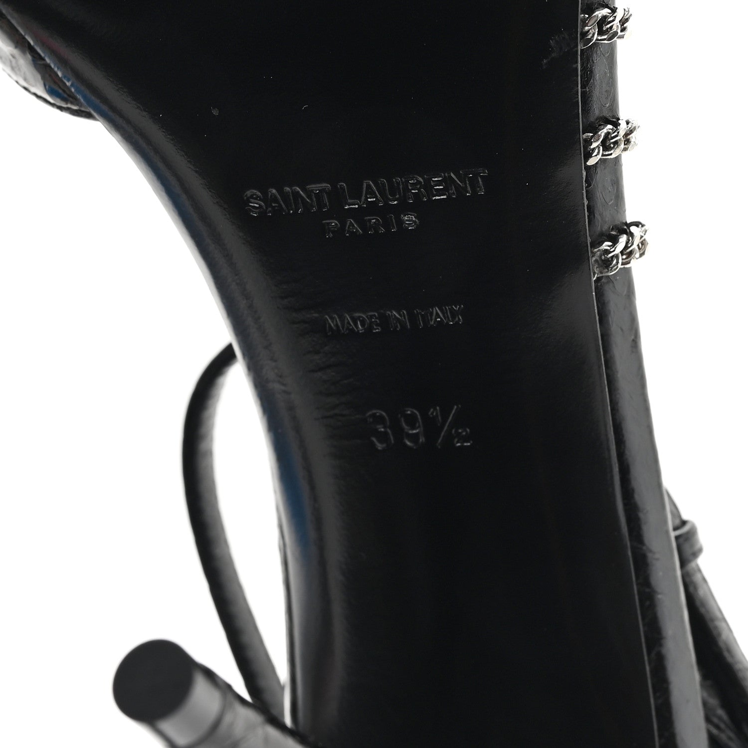 Saint Laurent Ayers Chain Sexy 100 Sandals 39.5 Black 7 of 9