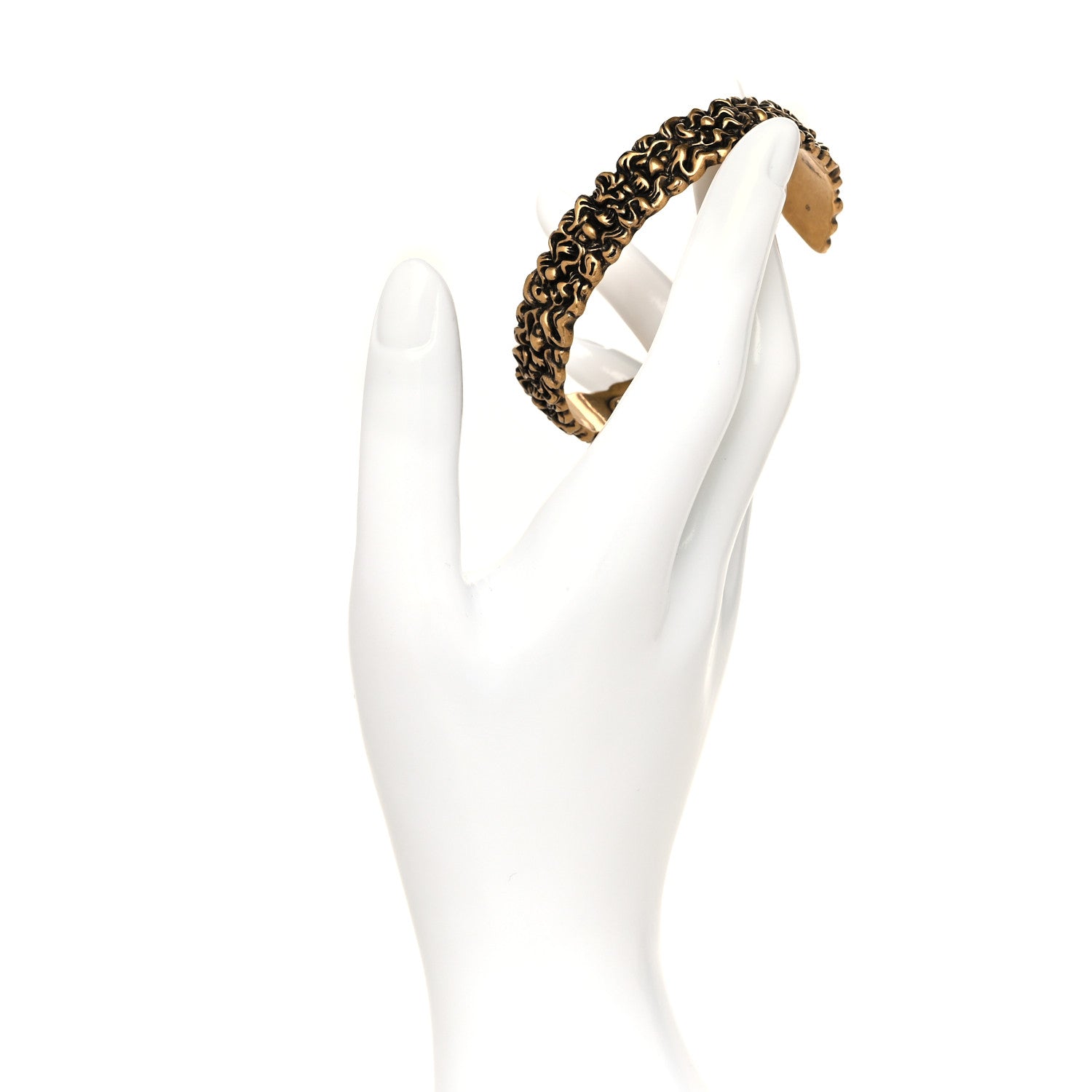 Gucci Metal Lion Mane Cuff Bracelet Aged Gold 2 of 5