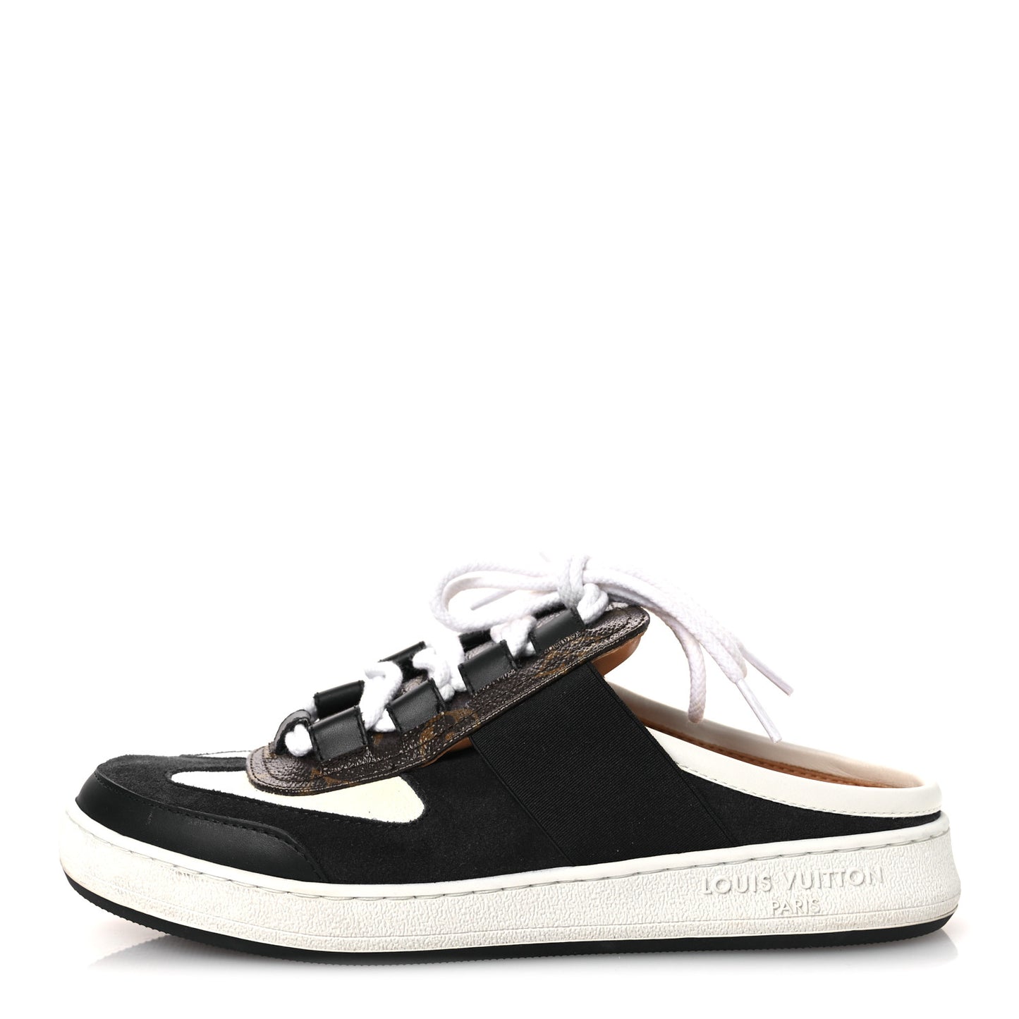 Monogram Suede Calfskin Lous Open Back Sneakers 37.5 Black