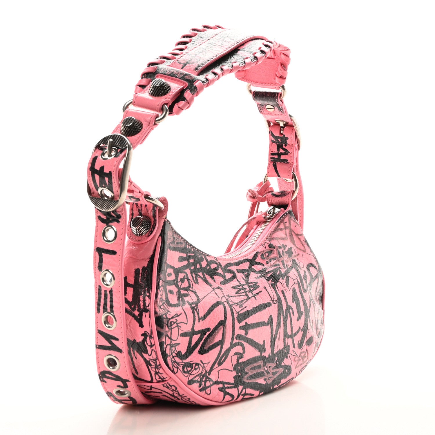 Balenciaga Agneau Arena Graffiti Le Cagole Shoulder Bag XS Sweet Pink 4 of 12
