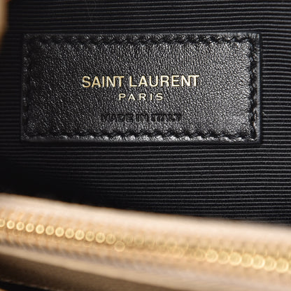 Saint Laurent Grain De Poudre Matelasse Chevron Monogram Shopping Bag Dark Beige 6 of 9