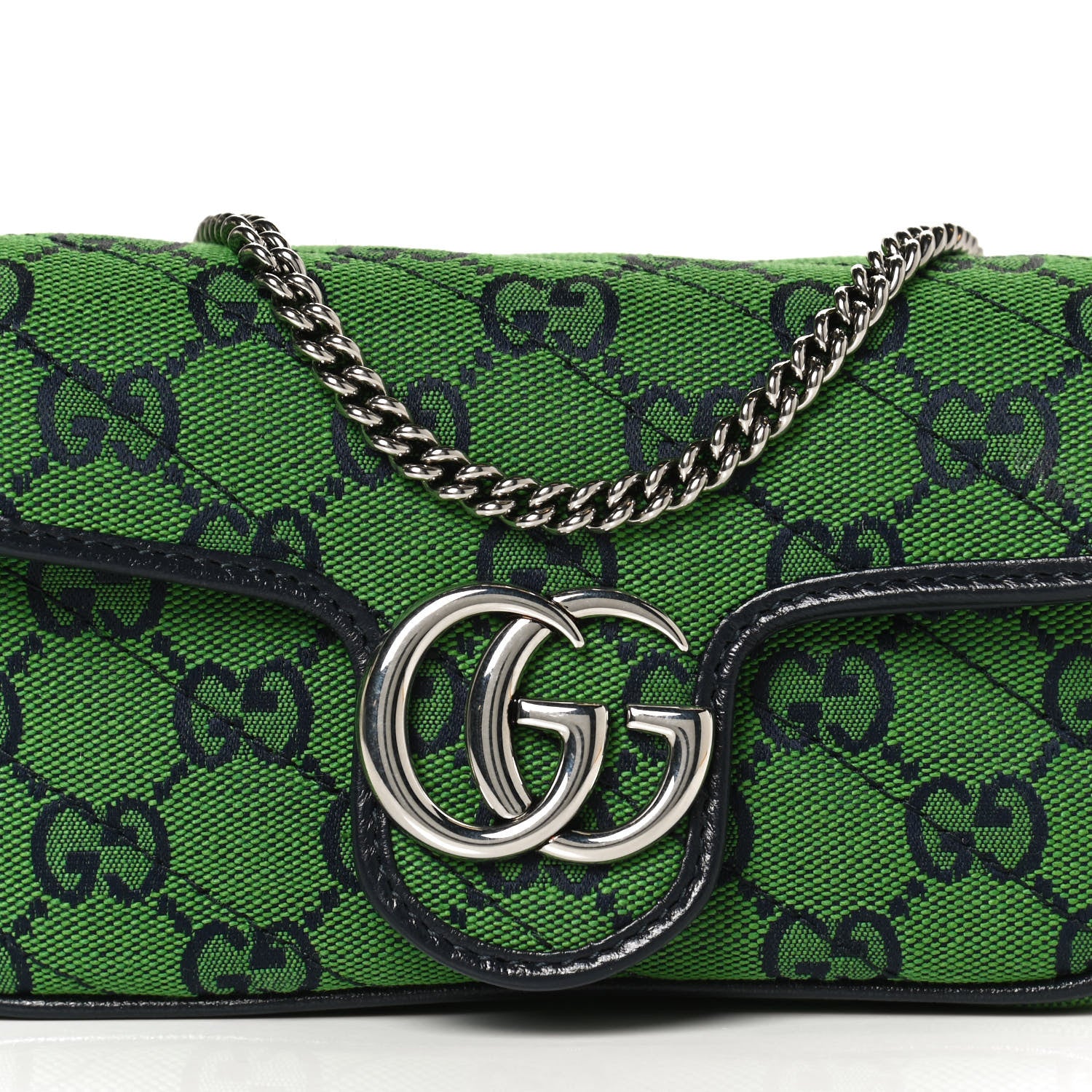 Gucci Monogram Multicolor Matelasse Diagonal Super Mini GG Marmont Shoulder Bag Green Blue 8 of 11