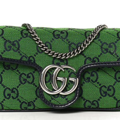Gucci Monogram Multicolor Matelasse Diagonal Super Mini GG Marmont Shoulder Bag Green Blue 8 of 11