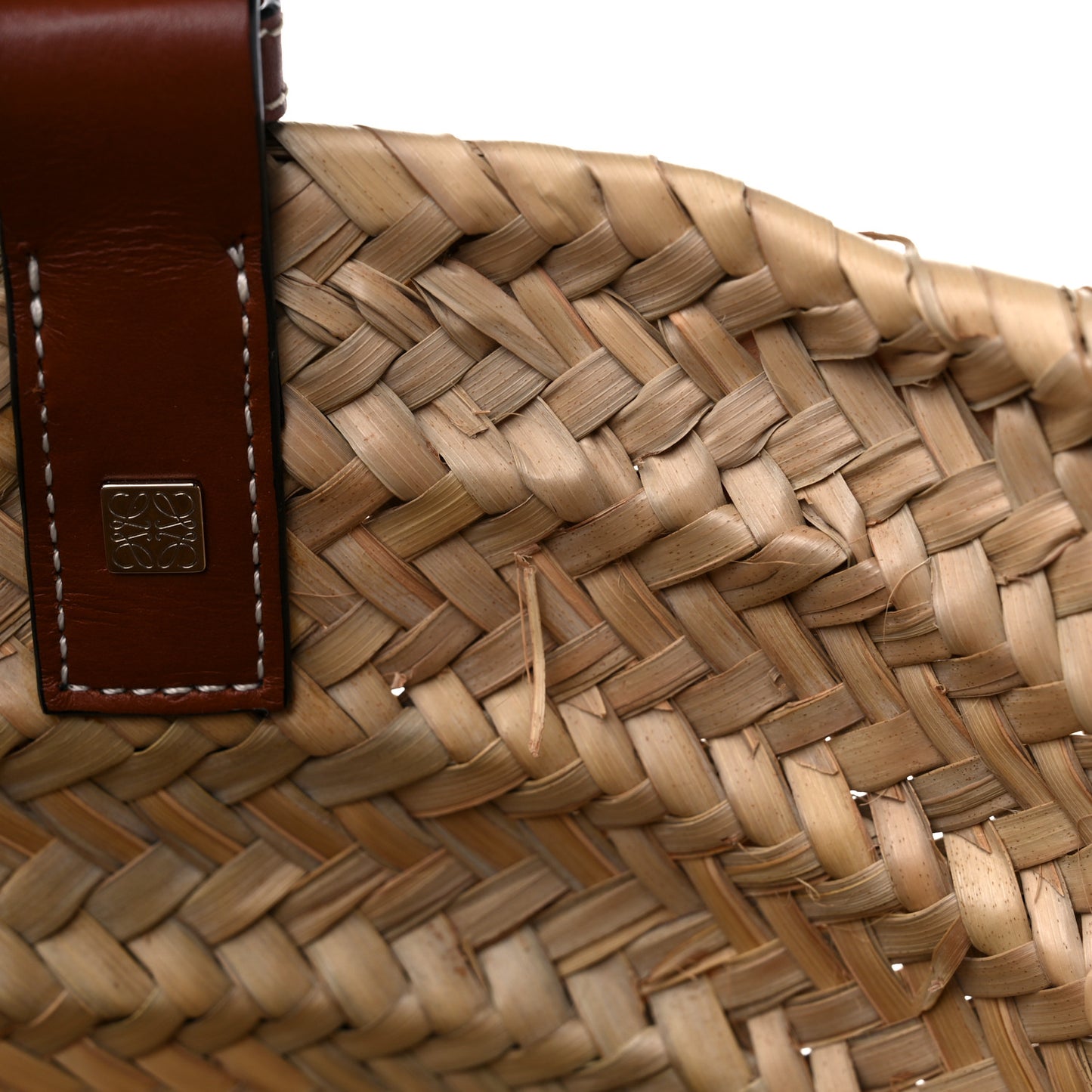 Raffia Floral Embroidered Small Basket Tote Bag Natural Tan