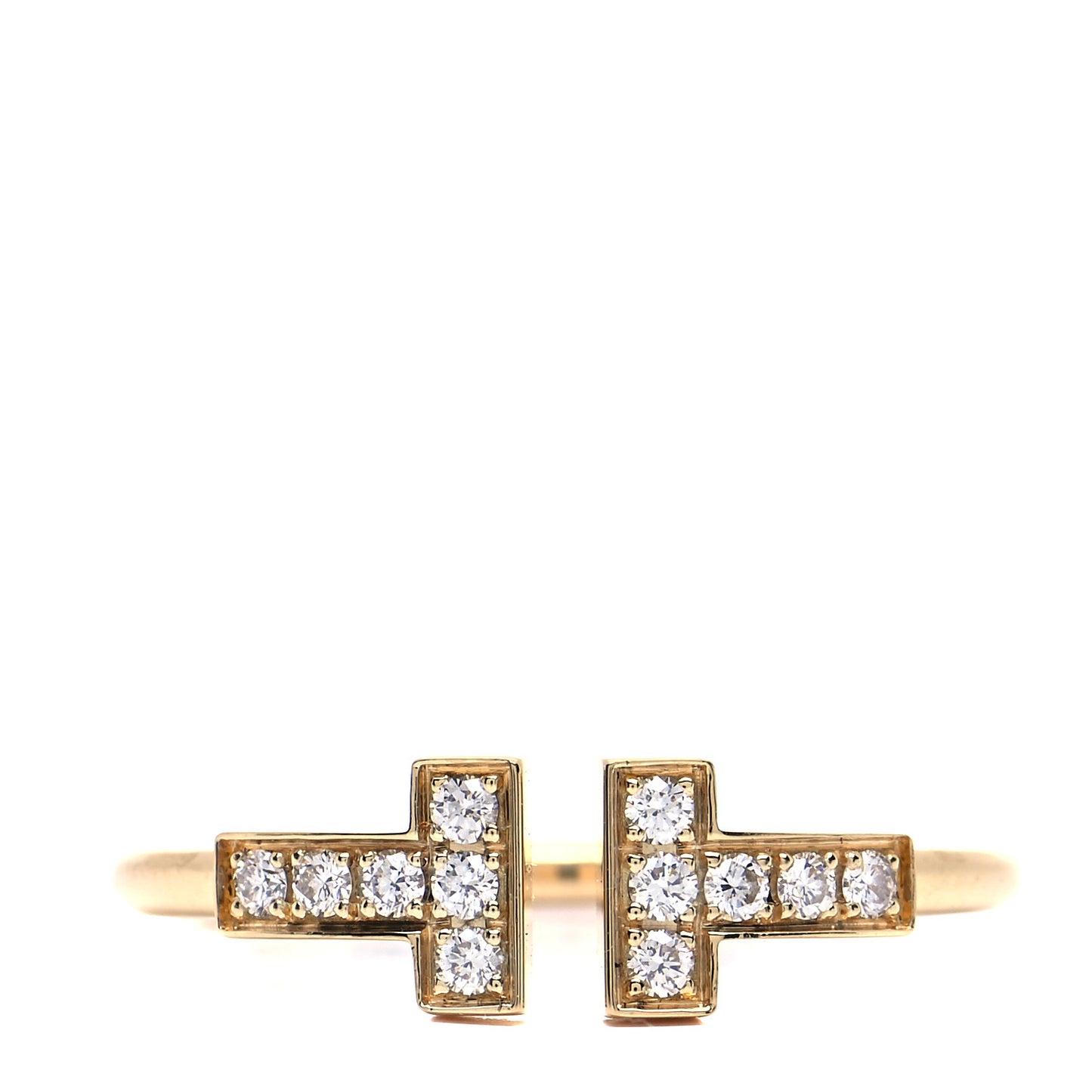 18K Yellow Gold Diamond T Wire Ring 53 6.5