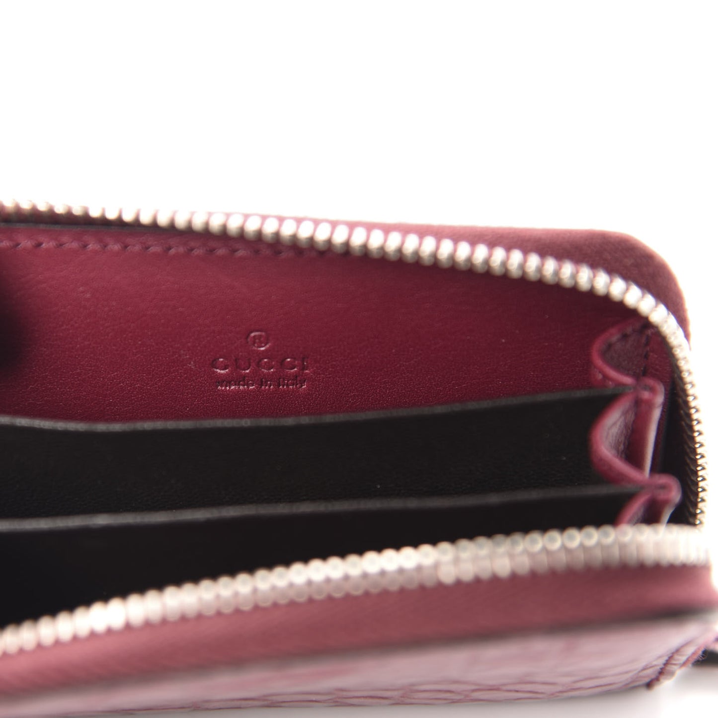 Crocodile Zip Around Card Case Cherry Gloss