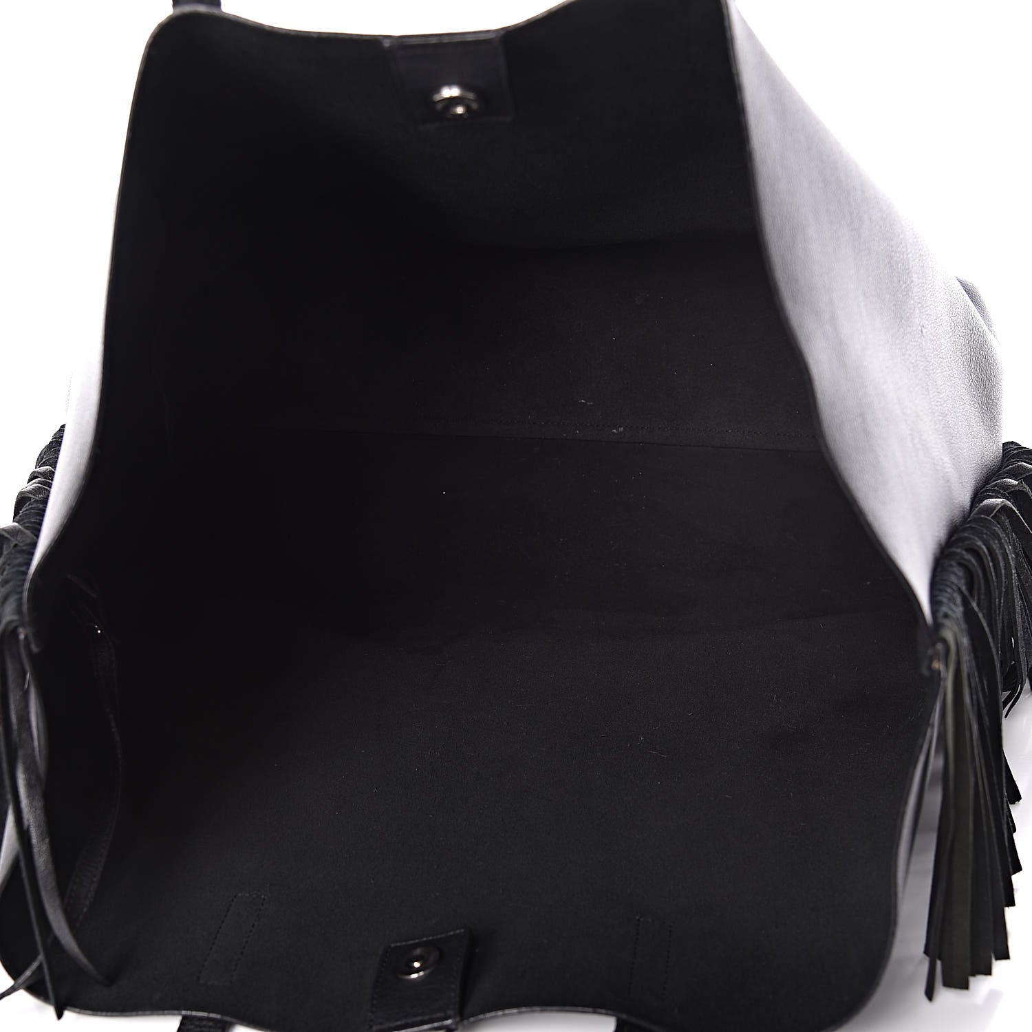 Saint Laurent Calfskin Large Fringe Shopping Tote Black 6 of 14