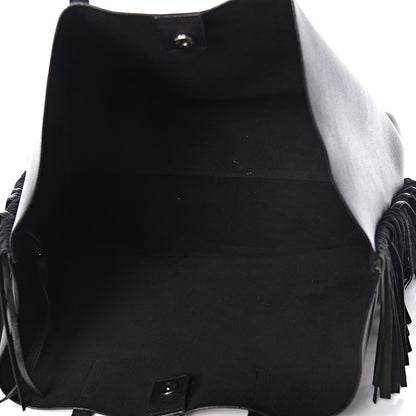 Saint Laurent Calfskin Large Fringe Shopping Tote Black 6 of 14