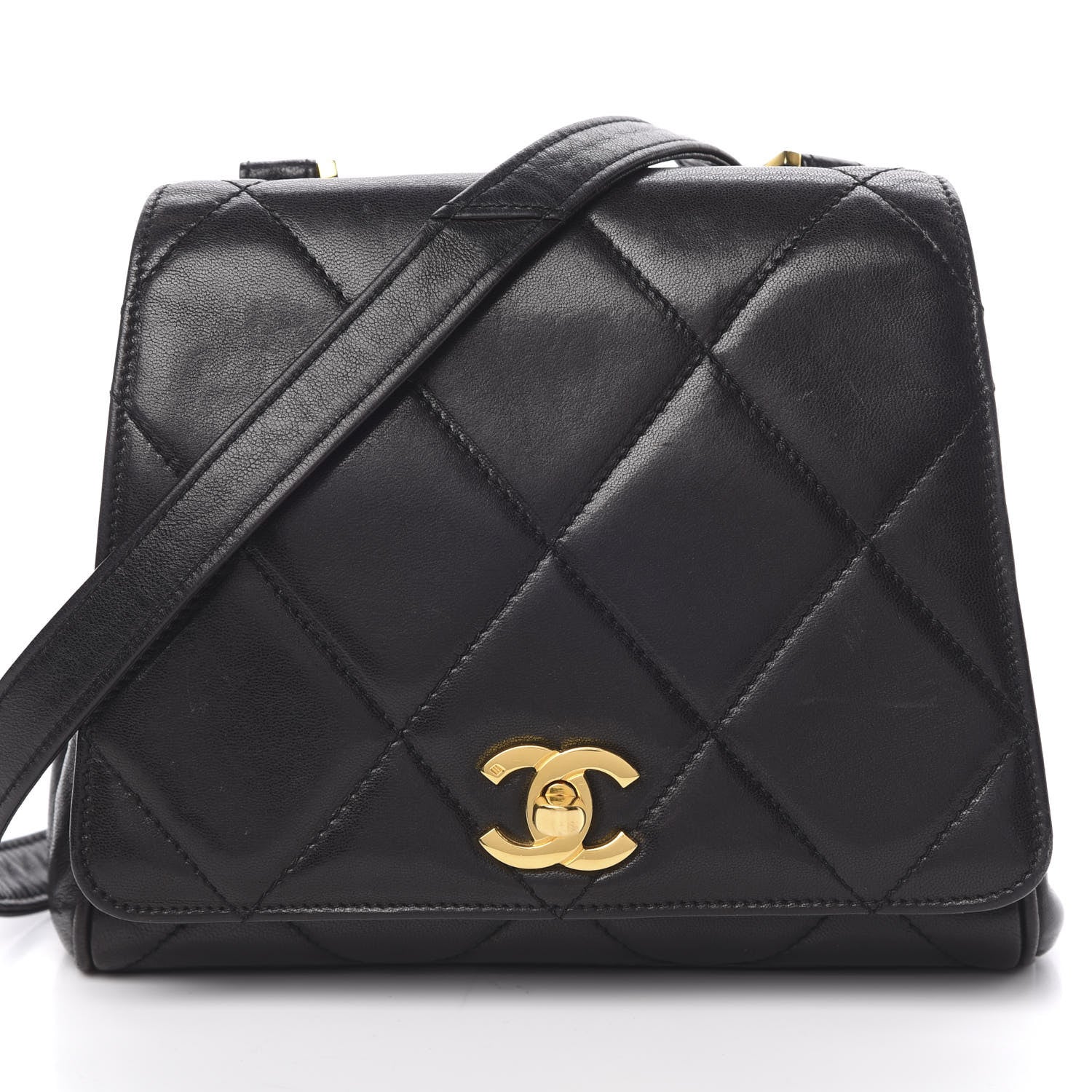 Chanel Lambskin Quilted CC Shoulder Bag Black 7 of 9