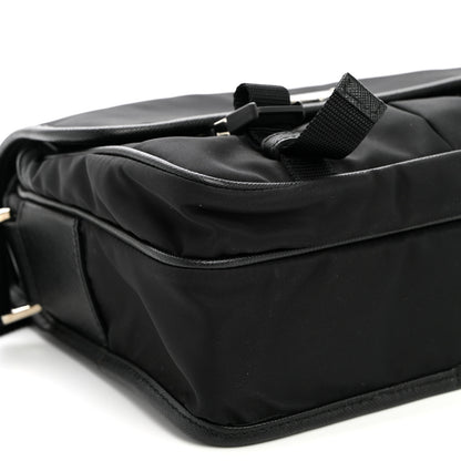 Prada Tessuto Nylon Saffiano Double Snap Buckle Messenger Bag  Black 8 of 9
