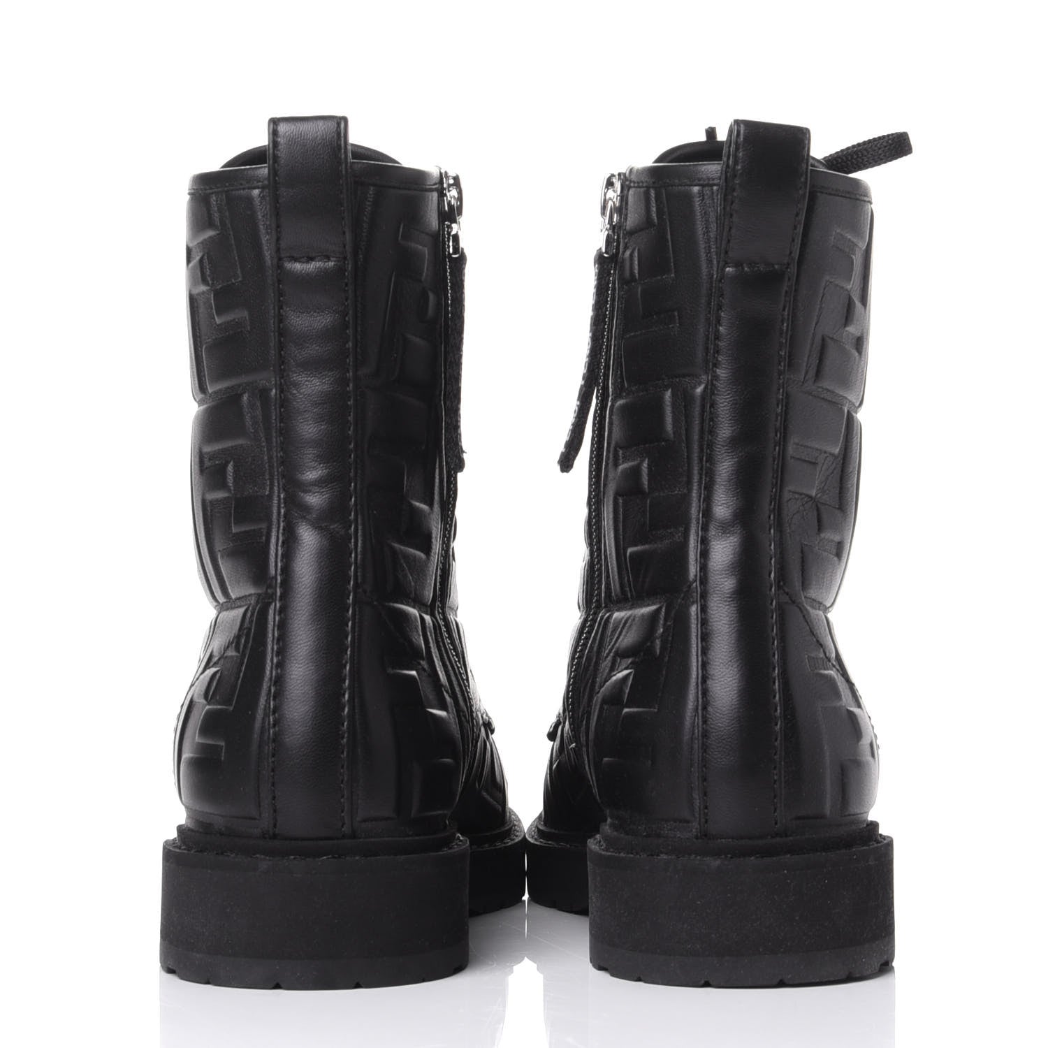 Fendi Nappa FF Embossed Womens Biker Boots 38.5 Black 6 of 10