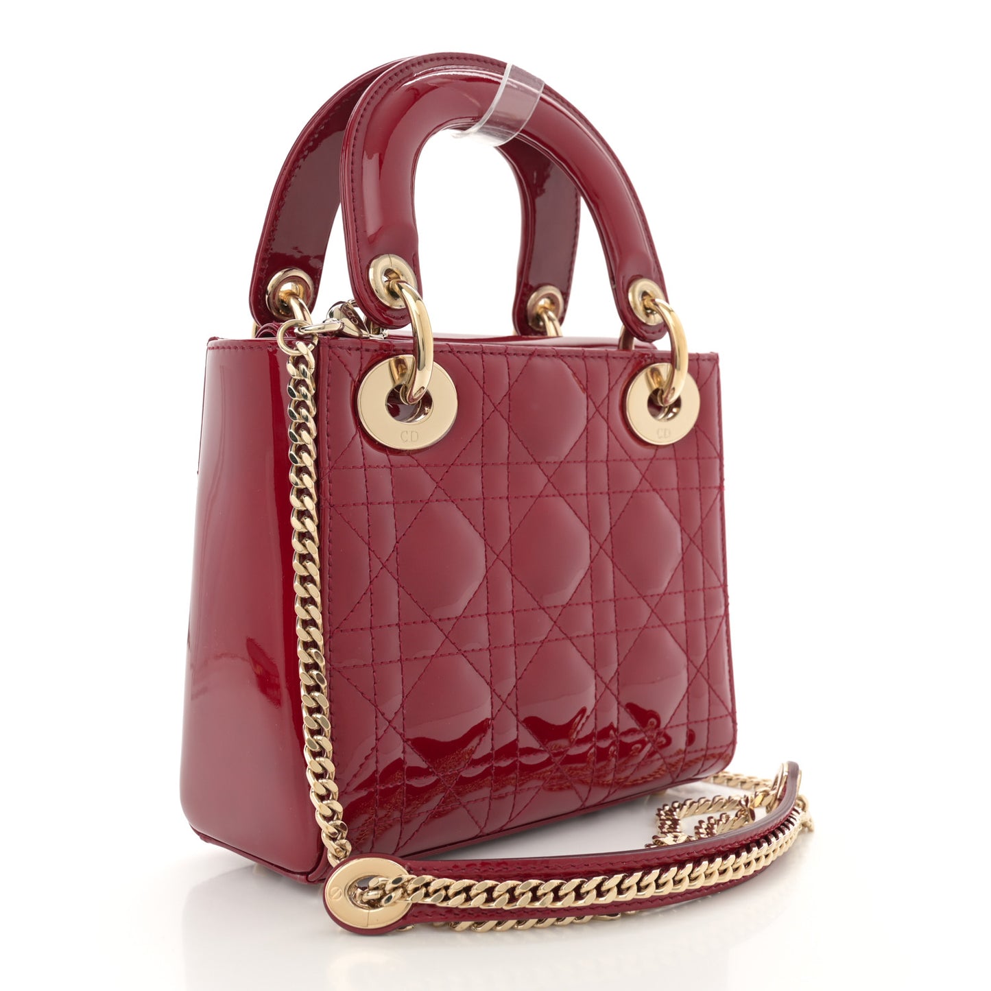 Patent Cannage Mini Lady Dior Red