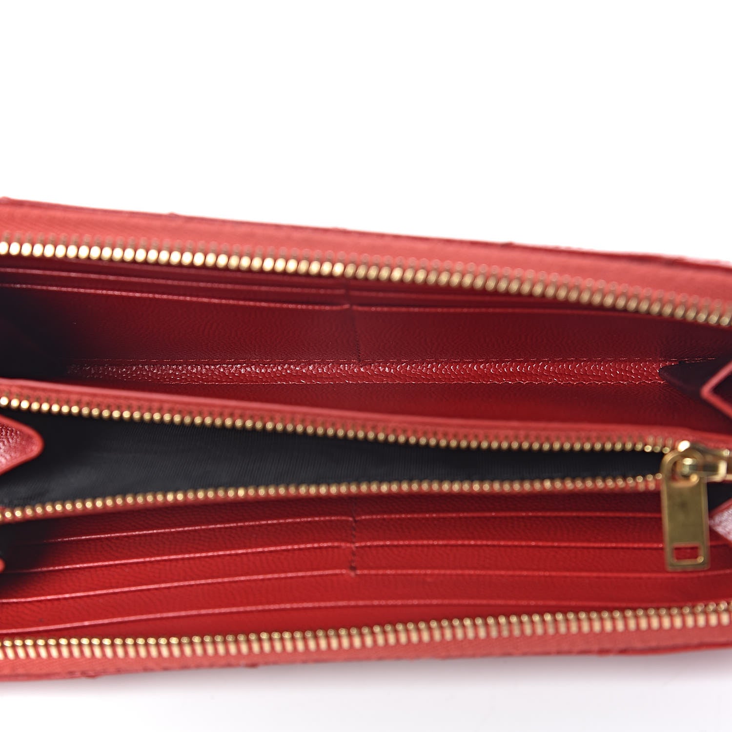Saint Laurent Grain De Poudre Matelasse Chevron Monogram Zip Around Wallet Bandana Red 5 of 7