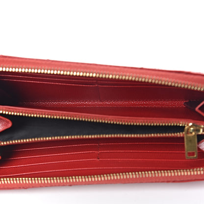 Saint Laurent Grain De Poudre Matelasse Chevron Monogram Zip Around Wallet Bandana Red 5 of 7