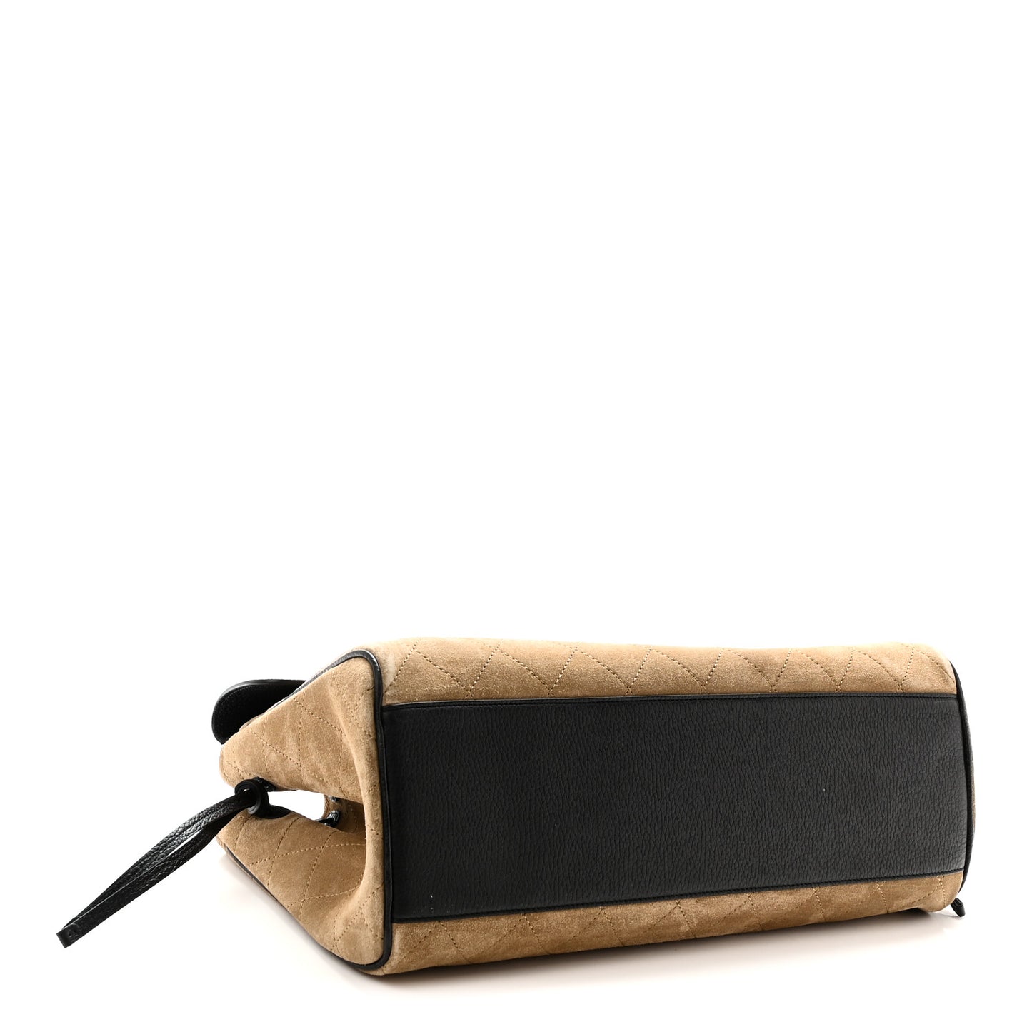 Grained Calfskin Suede Urban Essentials Shopping Bag Dark Beige Black