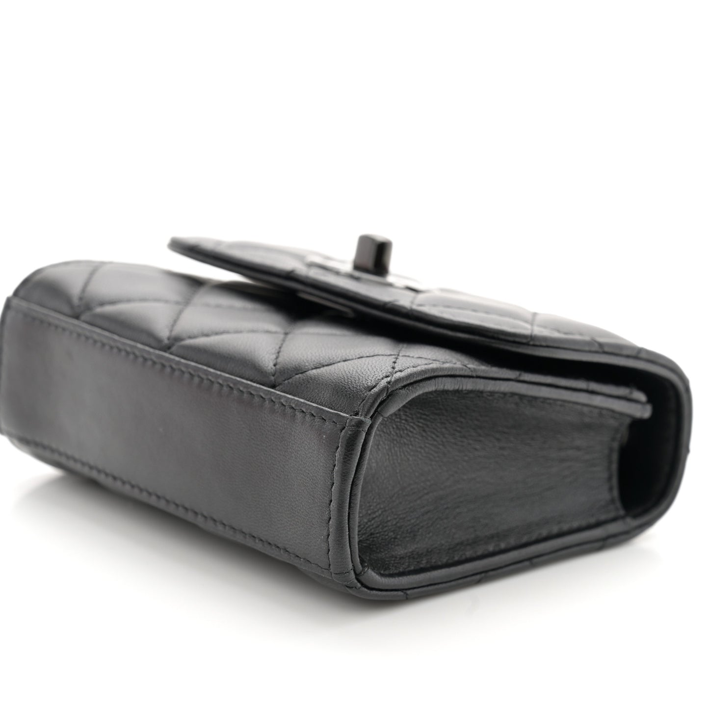 Lambskin Quilted Mini Trendy CC Clutch With Chain So Black