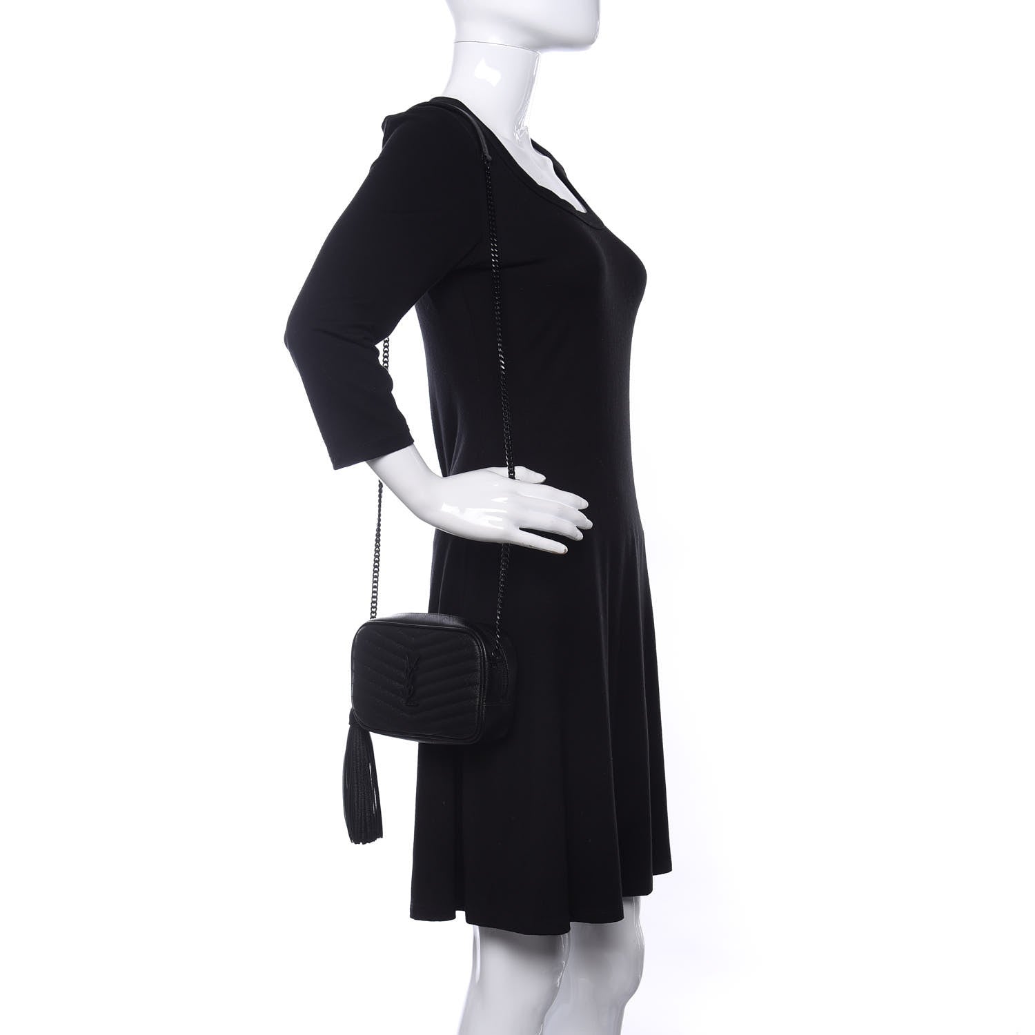 Saint Laurent Grain De Poudre Matelasse Monogram Mini Lou Camera Bag Black 2 of 10