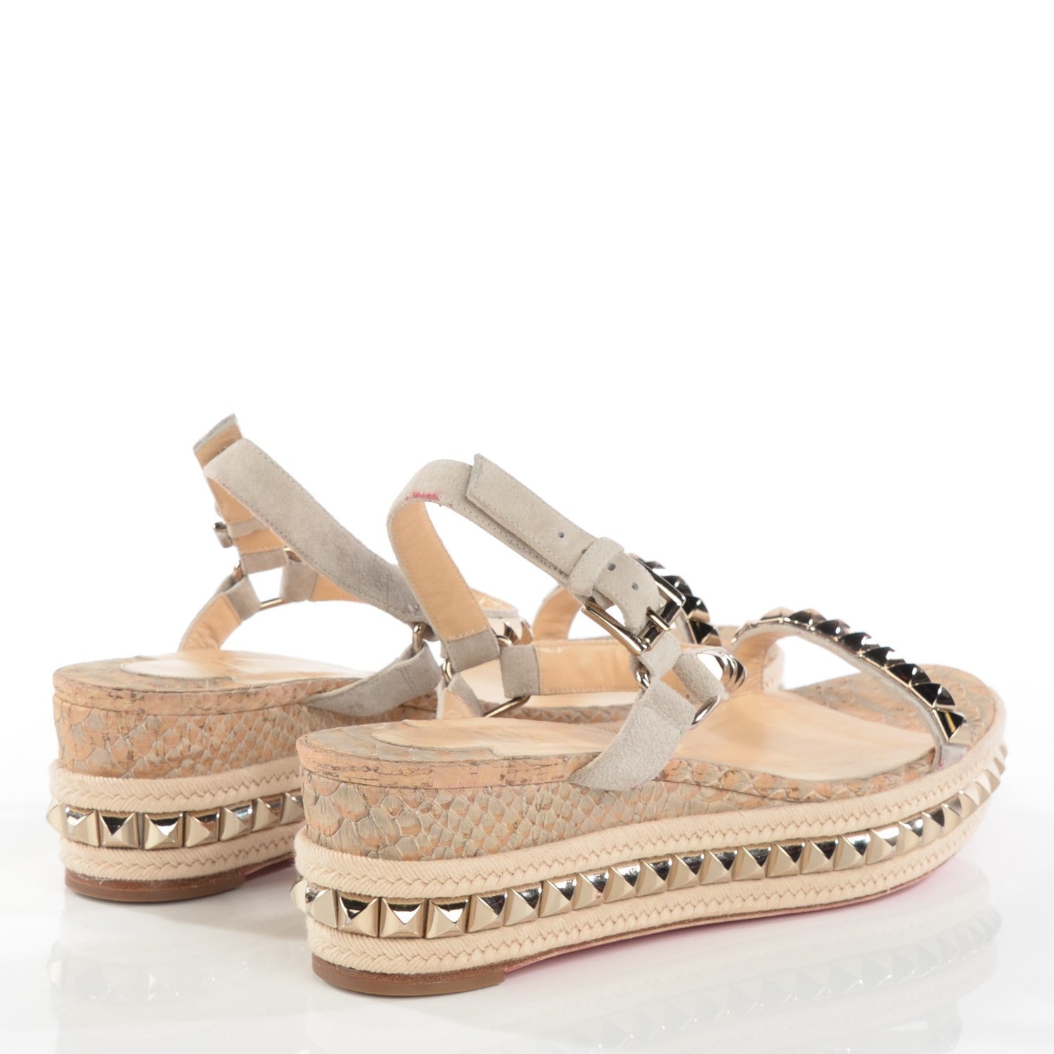 Christian Louboutin Cork Python Embossed Cataclou 60 Platform Sandals 41 Colombe 4 of 10