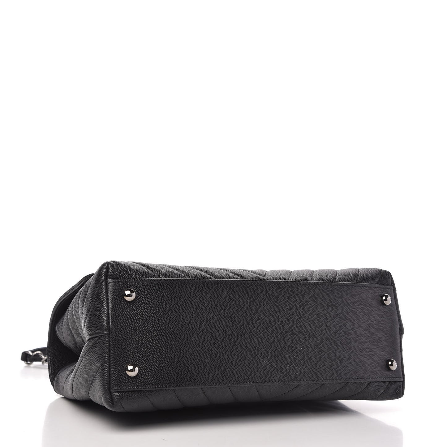 Caviar Chevron Quilted Small Coco Handle Flap Black