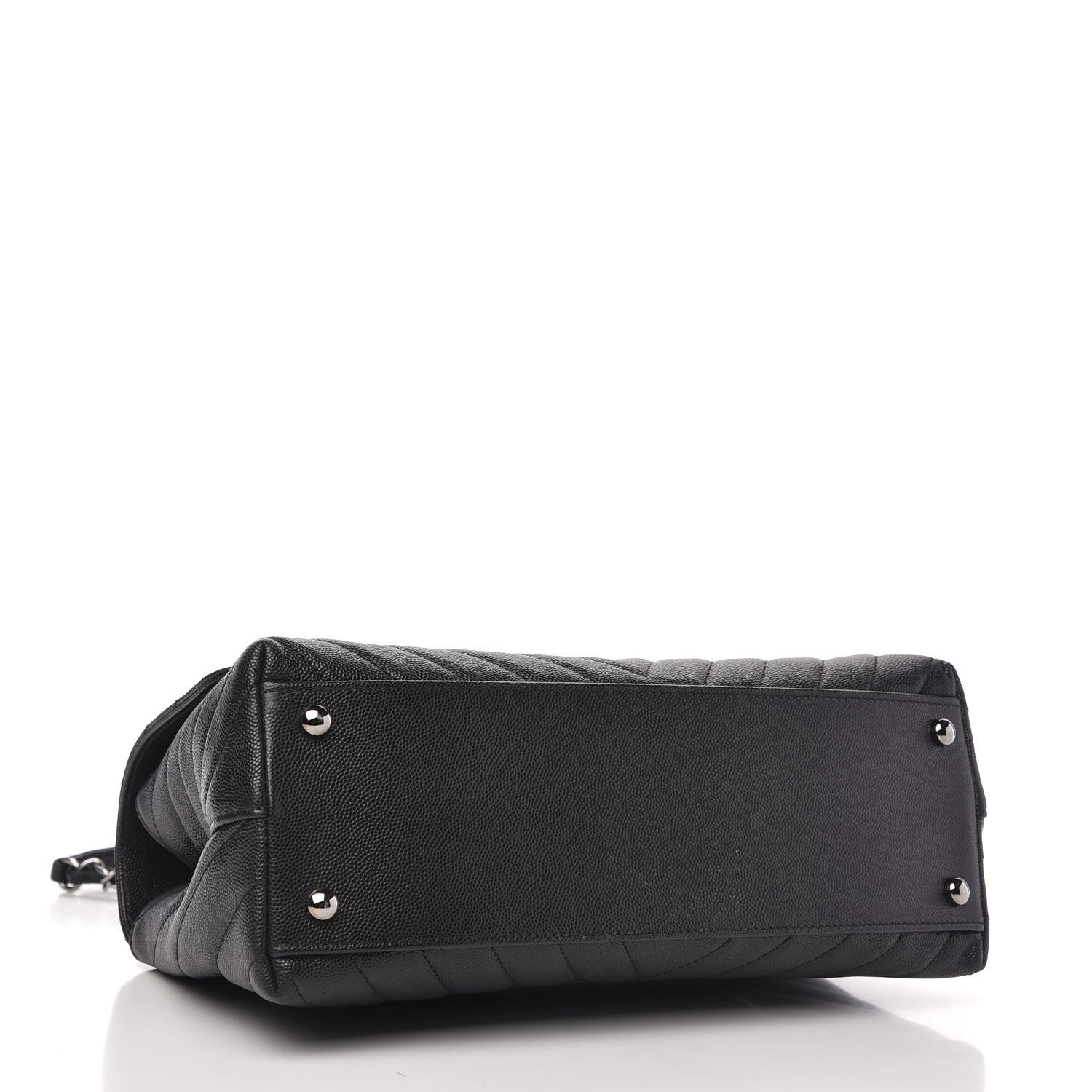 Chanel Caviar Chevron Quilted Small Coco Handle Flap Black 4 of 11