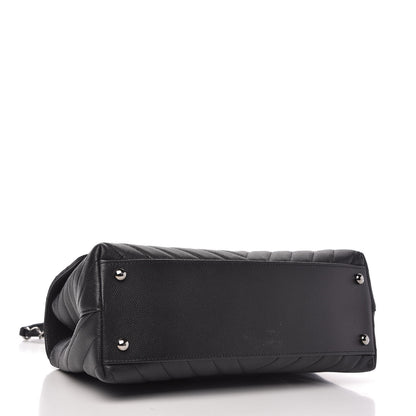 Chanel Caviar Chevron Quilted Small Coco Handle Flap Black 4 of 11