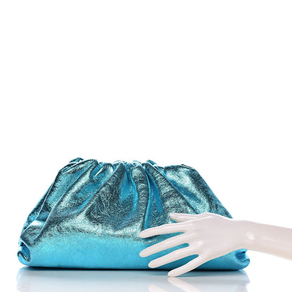 Bottega Veneta Metallic Crinkled Lambskin The Pouch Sky Blue 2 of 10