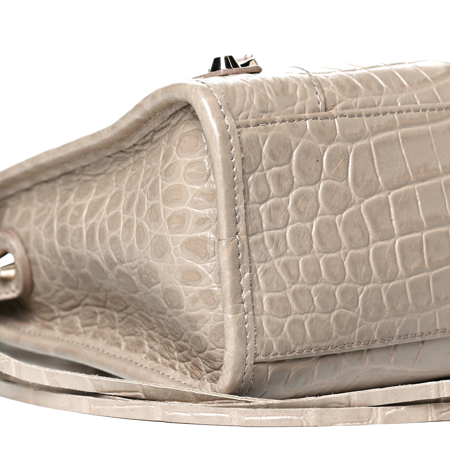 Calfskin Crocodile Embossed Classic Gold Hardware S City Beige Latte
