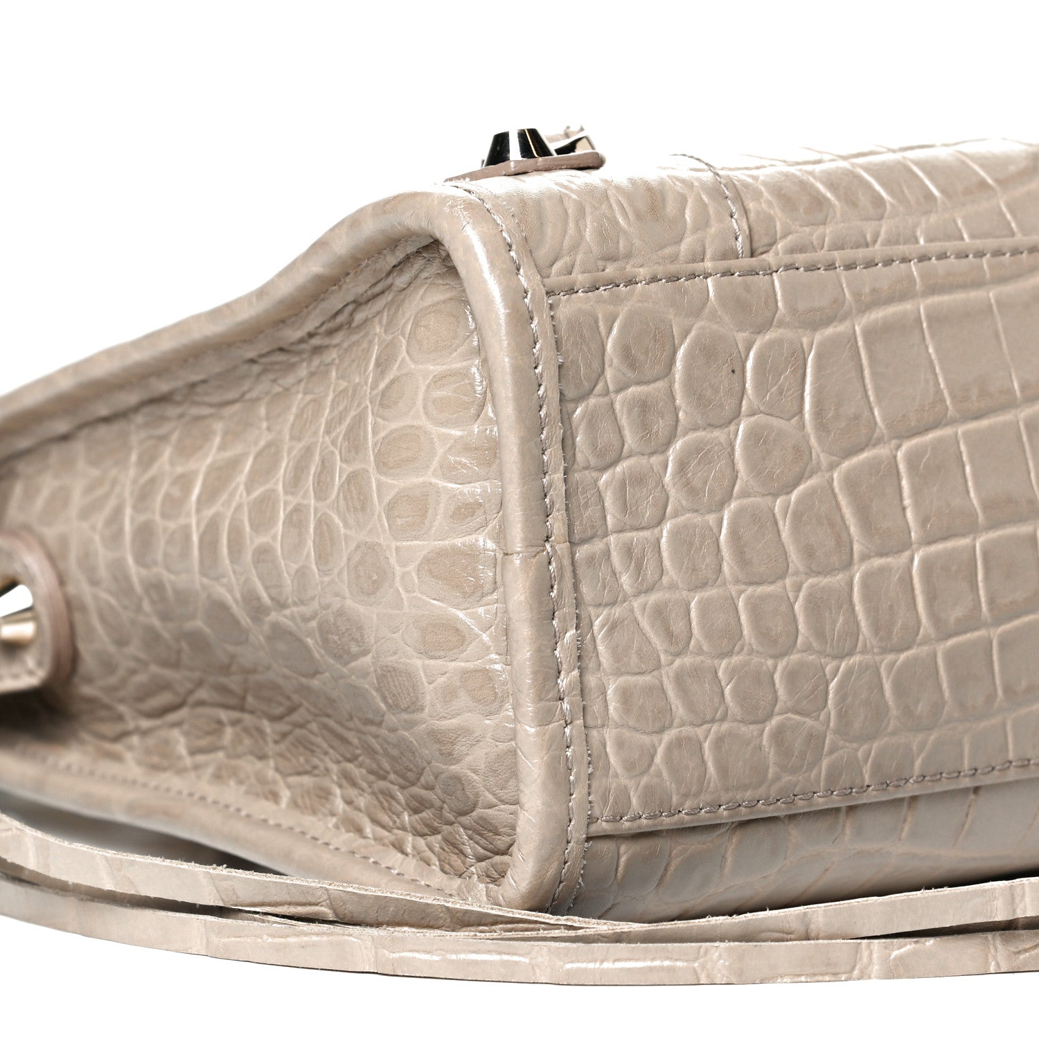 Balenciaga Calfskin Crocodile Embossed Classic Gold Hardware S City Beige Latte 8 of 9
