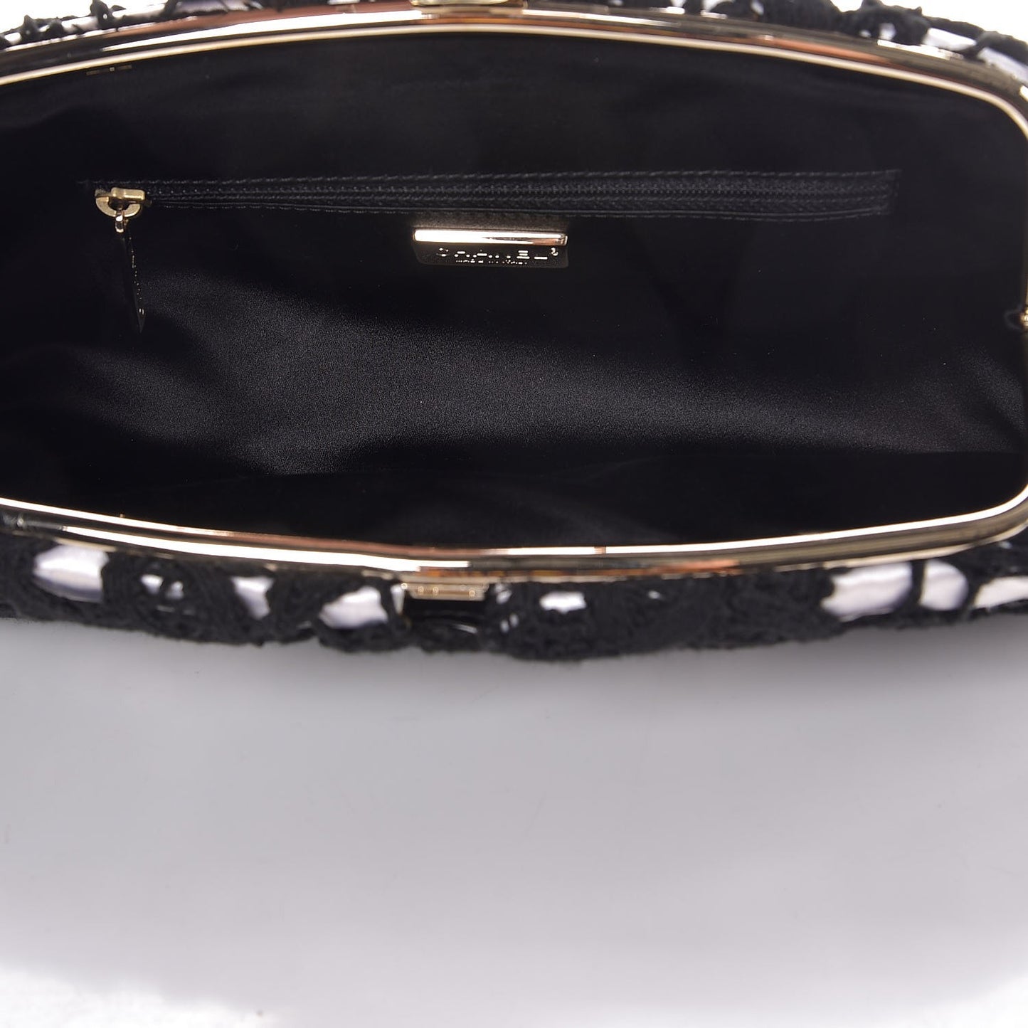 Lace Timeless Perfume Bottle Top Clutch Black White