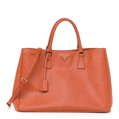Prada Saffiano Cuir Medium Double Bag Papaya 1 of 19