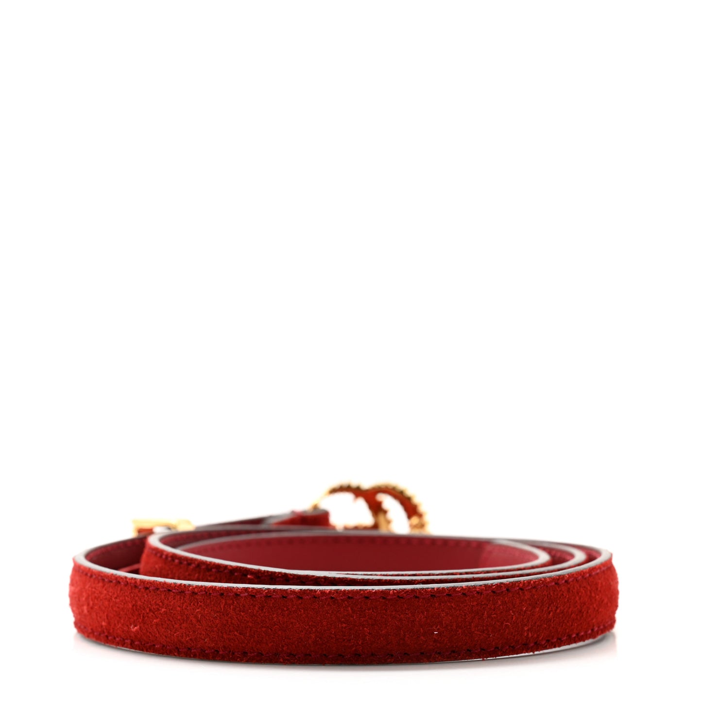 Suede Calfskin Torchon Double G 15mm Belt 75 30 Red