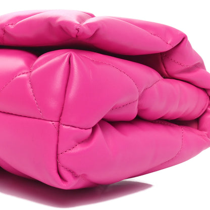 Balenciaga Nappa Calfskin Quilted Touch B Puffy Clutch Fuchsia 10 of 10