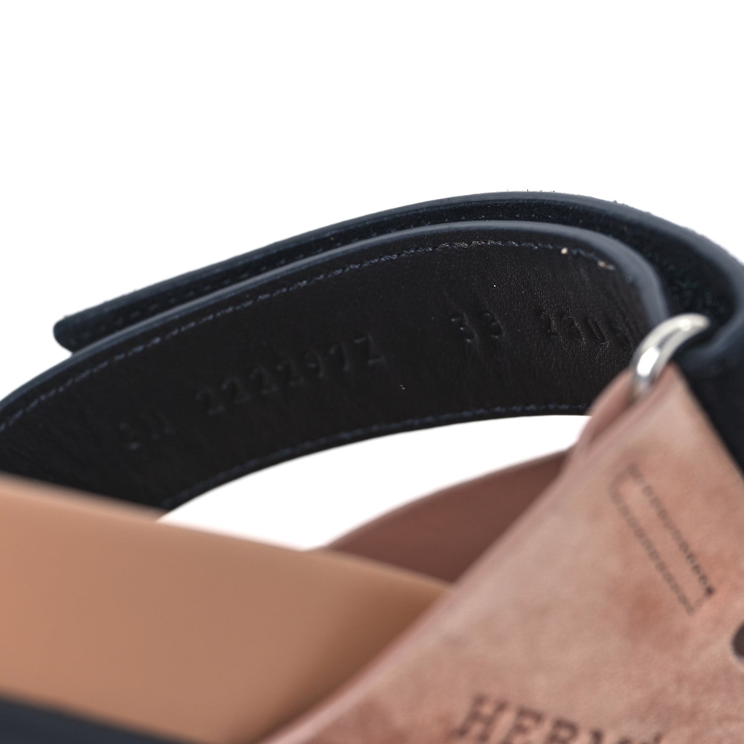 Hermes Suede Goatskin Womens Chypre Sandals 38 Rose Perle Black 6 of 10
