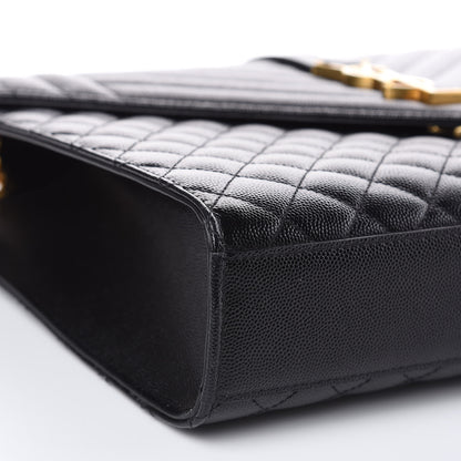 Saint Laurent Grain De Poudre Textured Mixed Matelasse Large Triquilt Monogram Satchel Black 8 of 9
