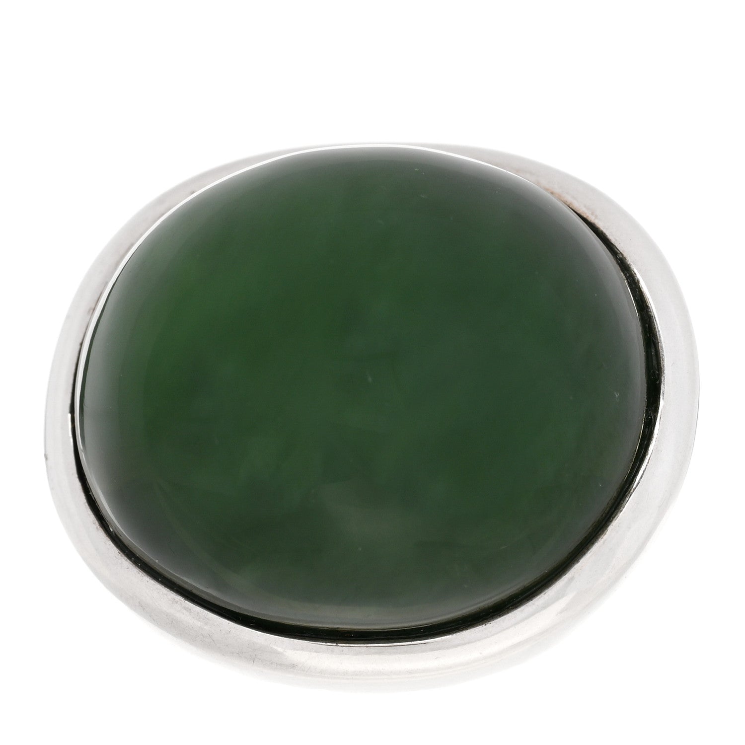 Tiffany Sterling Silver Green Jade Elsa Peretti Cabochon Ring 53 6.25 1 of 4