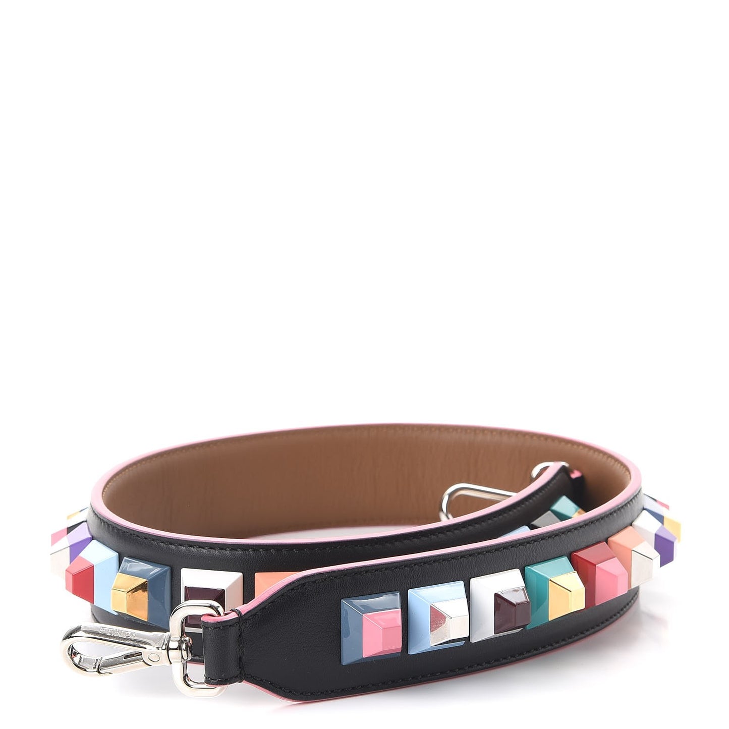 Vitello Dolce Plexiglass Bi-Color Studded Strap You Black Brownie Multicolor