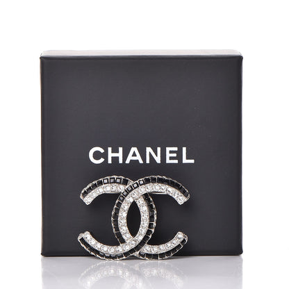 Chanel Baguette Crystal CC Brooch Silver Black 5 of 5
