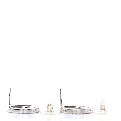 Chanel Crystal CC Round Earrings Silver 3 of 5