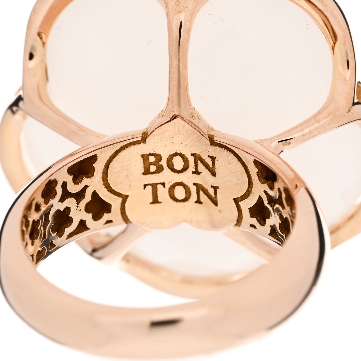 18K Rose Gold Diamond Milky Quartz 22mm Bon Ton Ring 53 6.5