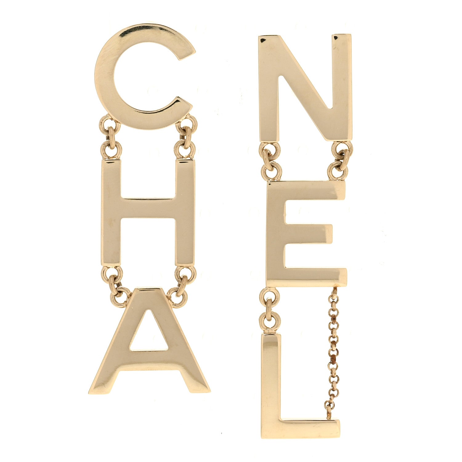 Chanel Metal Cha-Nel Logo Drop Earrings Gold 1 of 5