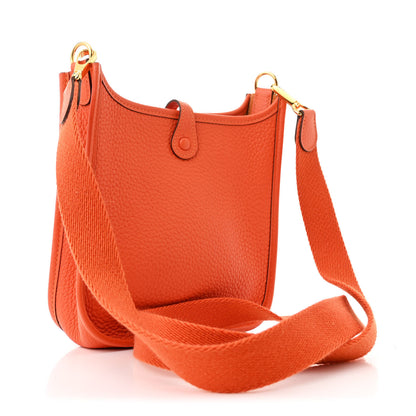 Hermes Taurillon Clemence Evelyne TPM Orange 3 of 10