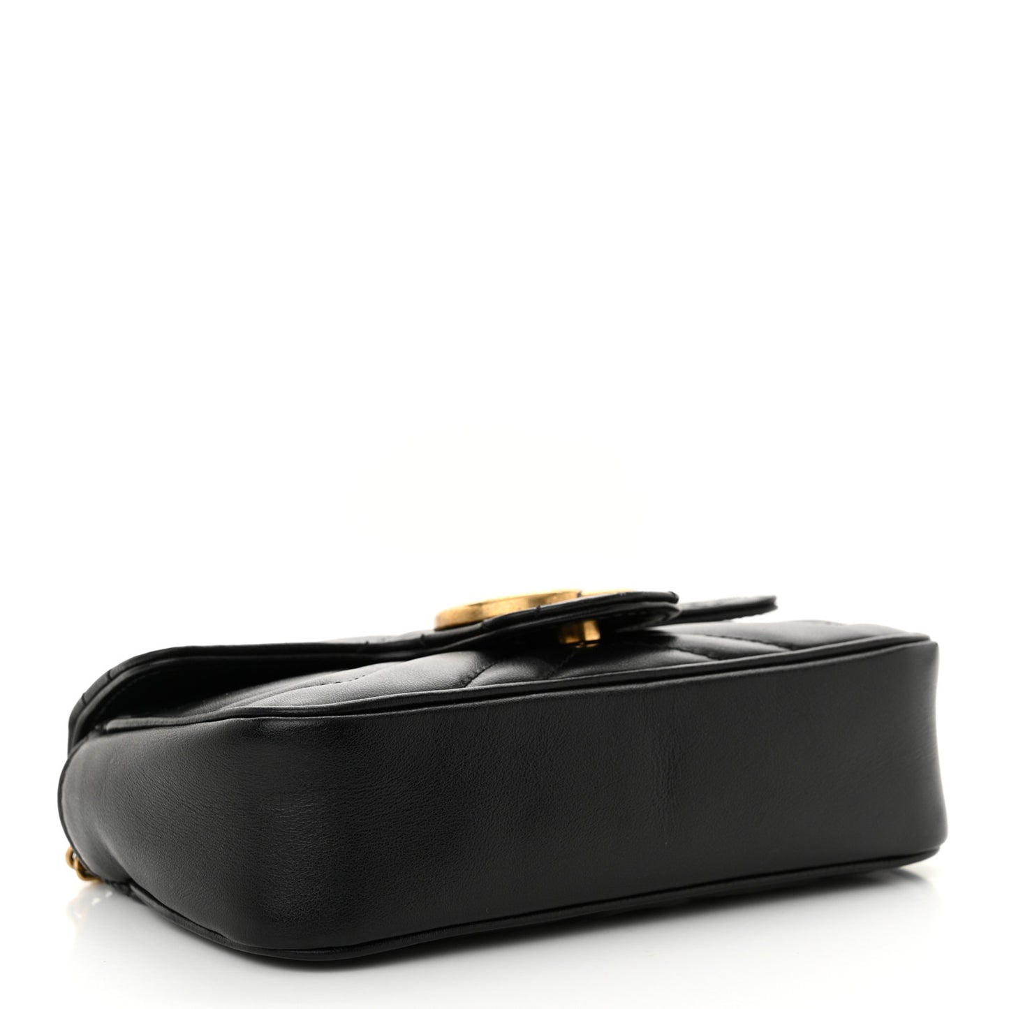Calfskin Matelasse Super Mini GG Marmont Shoulder Bag Black